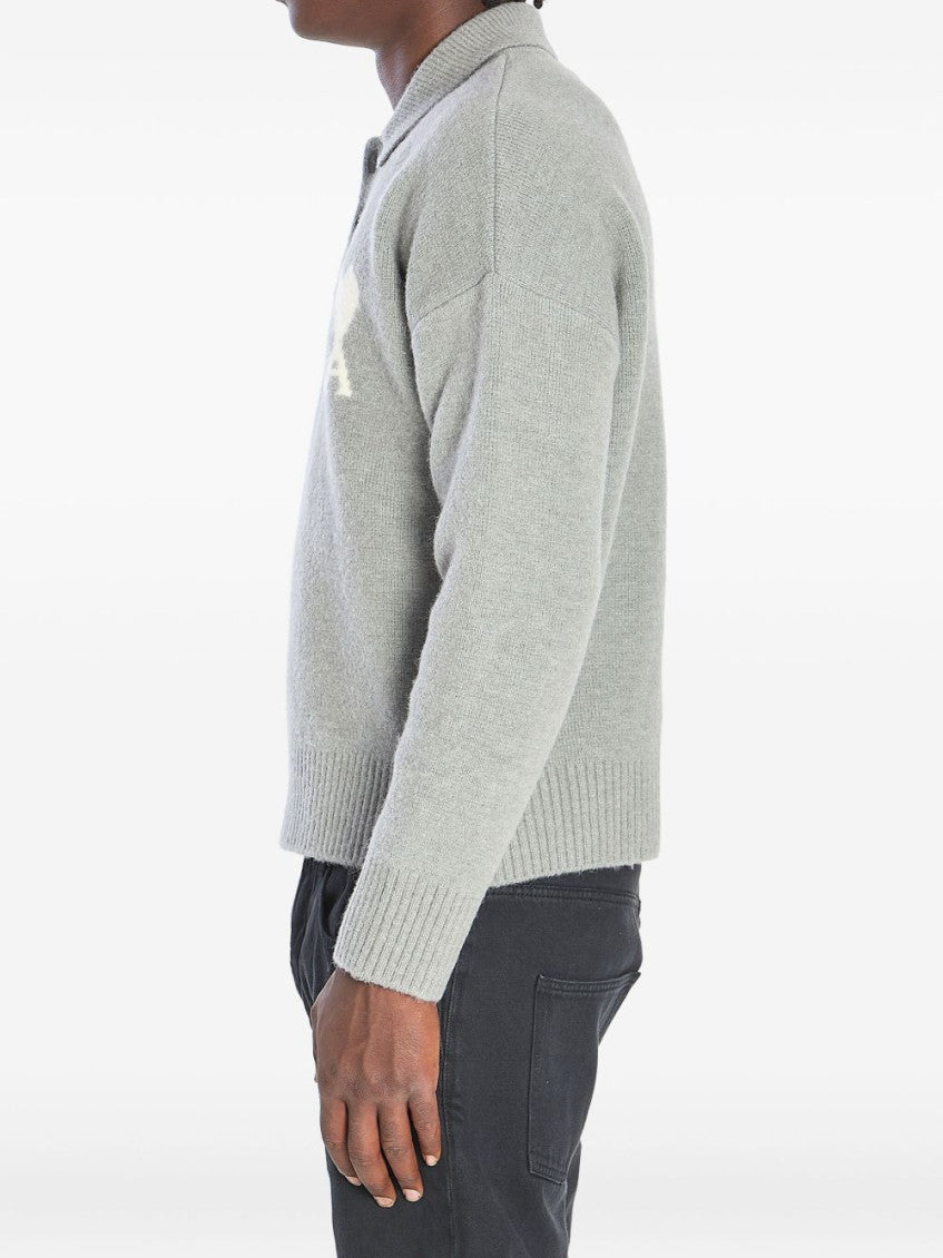 Grey Logo Polo Sweater 3