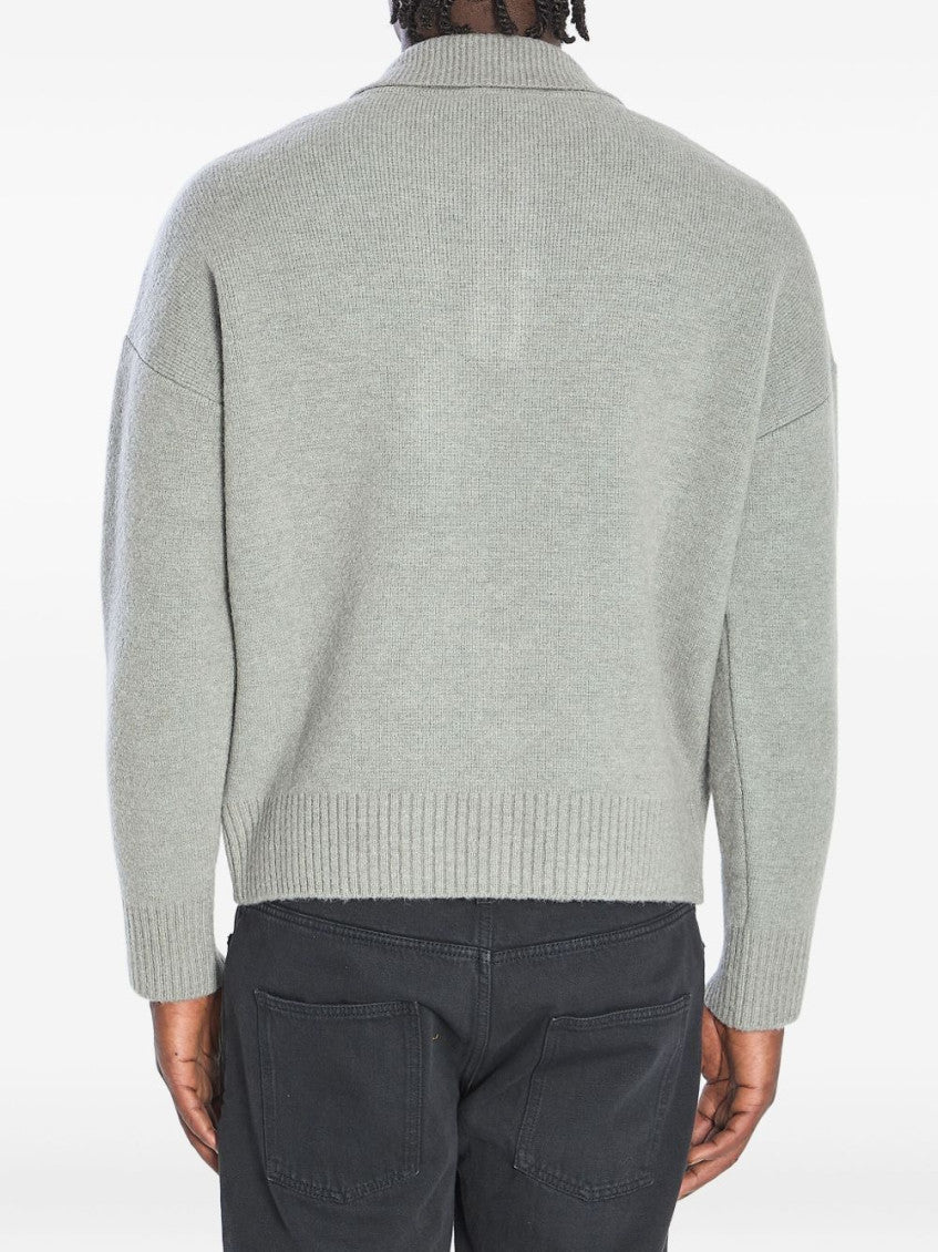 Grey Logo Polo Sweater 5