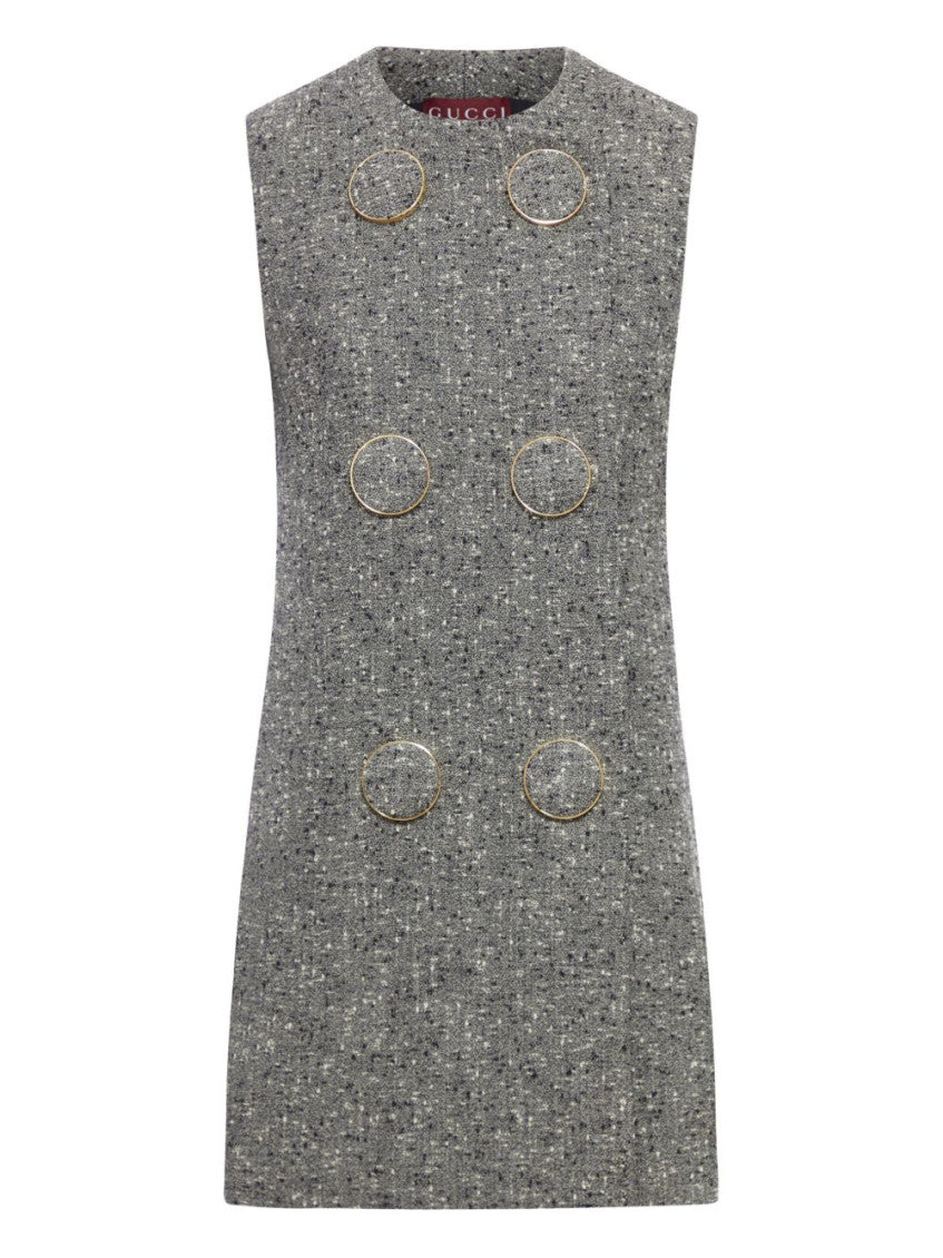 White Black Wool Dress 1