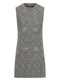 White Black Wool Dress 1