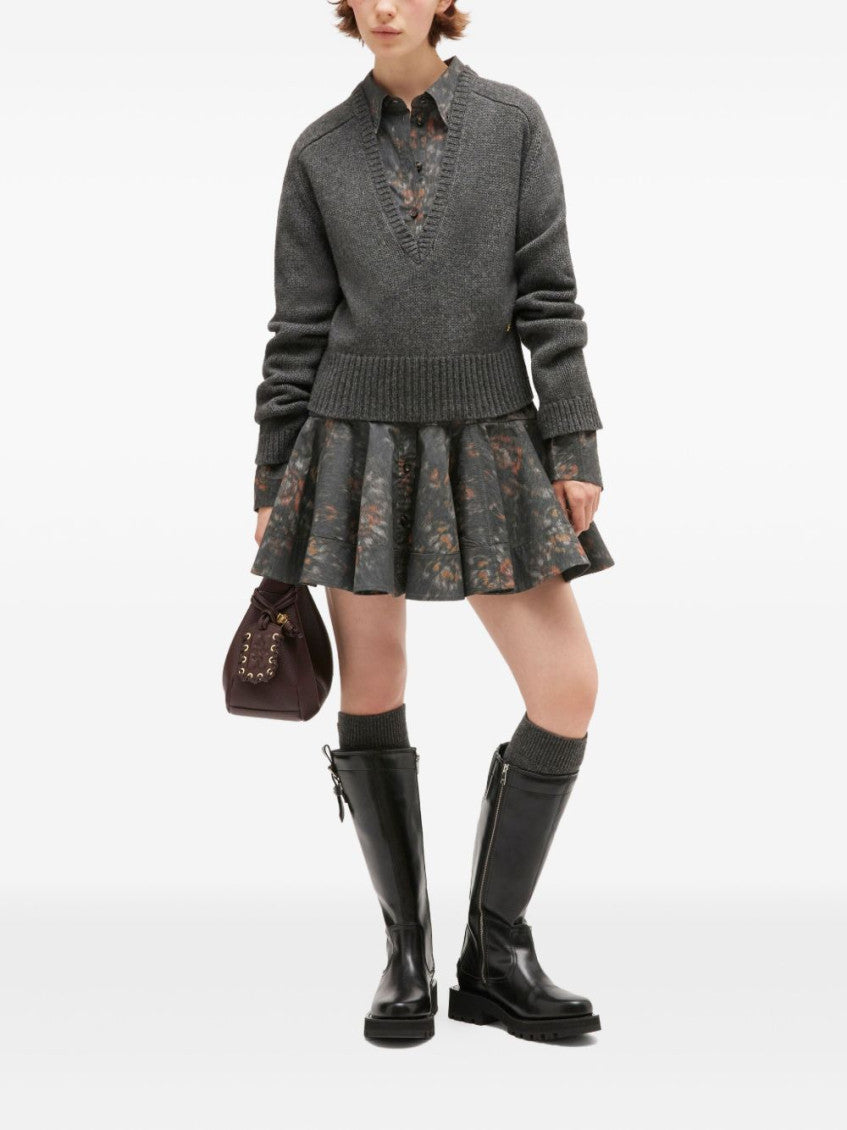 Grey V-neck Sweater 4