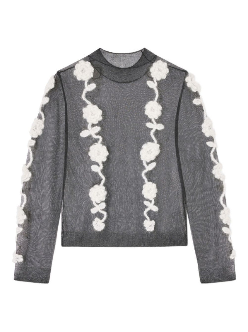 Black Crochet-flower Top 1