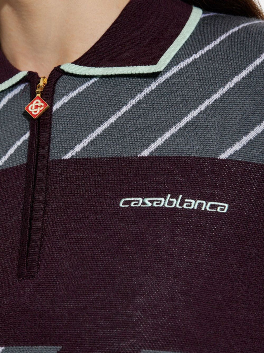 Purple Stripe Polo Sweater 2