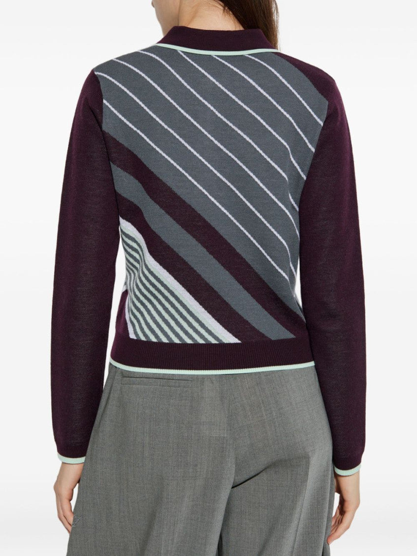 Purple Stripe Polo Sweater 5