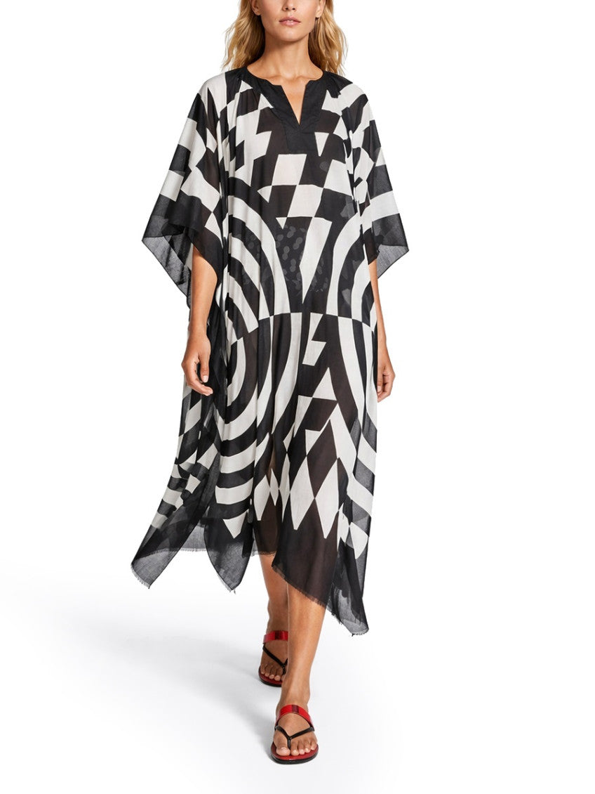 BlackWhite V Neck Midi Dress 1