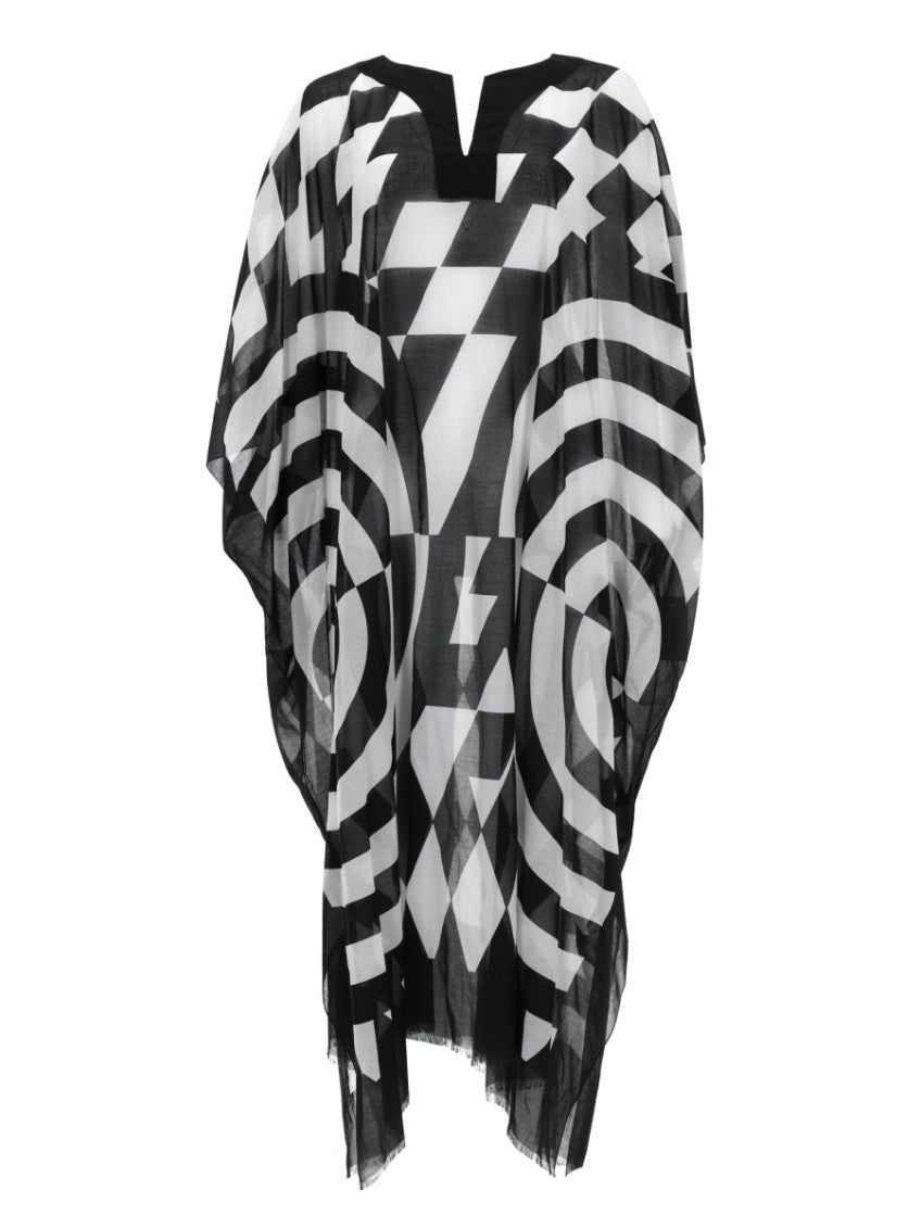 BlackWhite V Neck Midi Dress 2