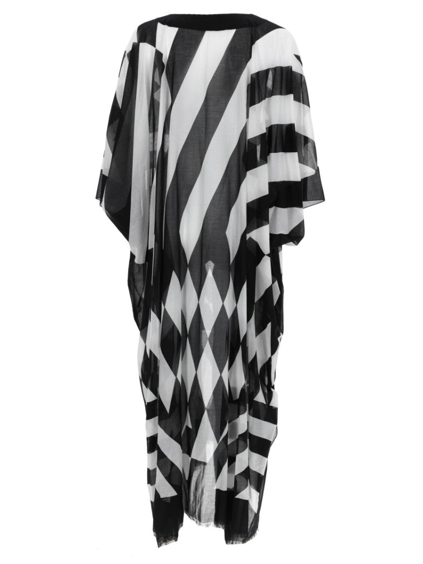 BlackWhite V Neck Midi Dress 3