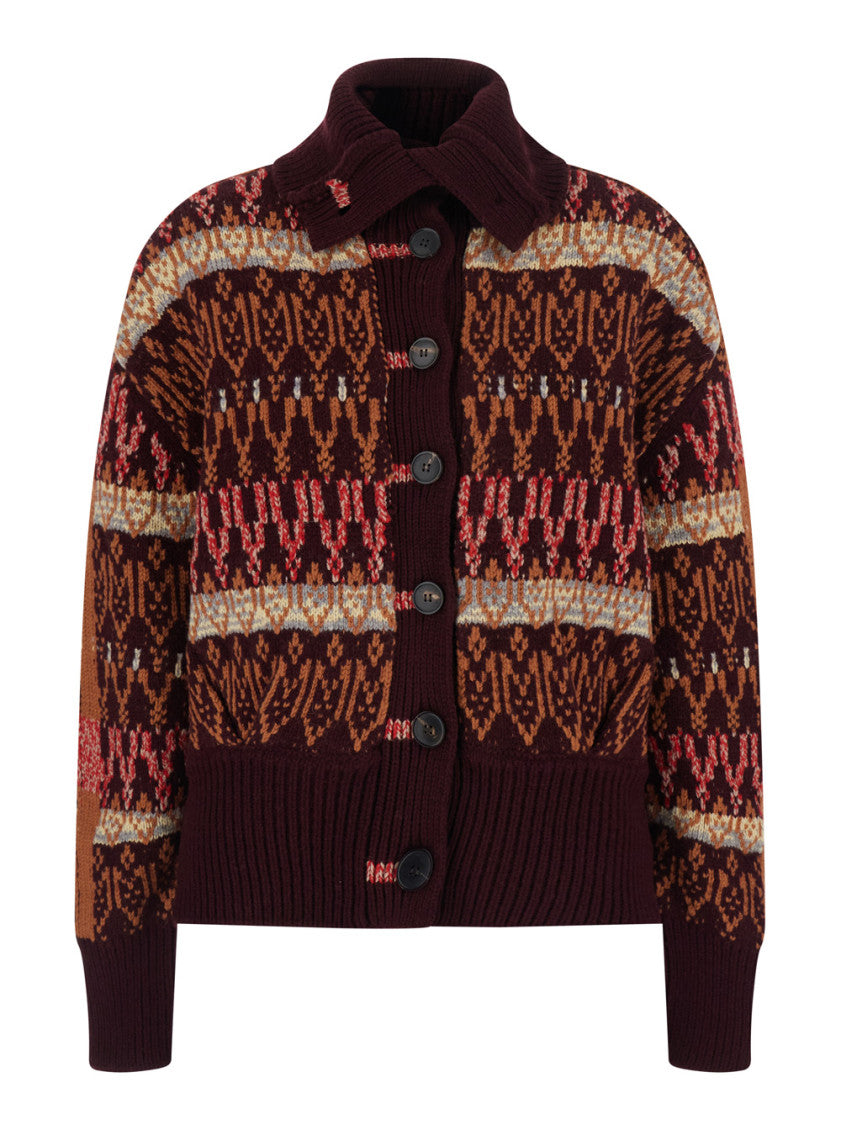 Multicolor Geometric Shirt Collar Sweater 1