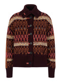 Multicolor Geometric Shirt Collar Sweater 1