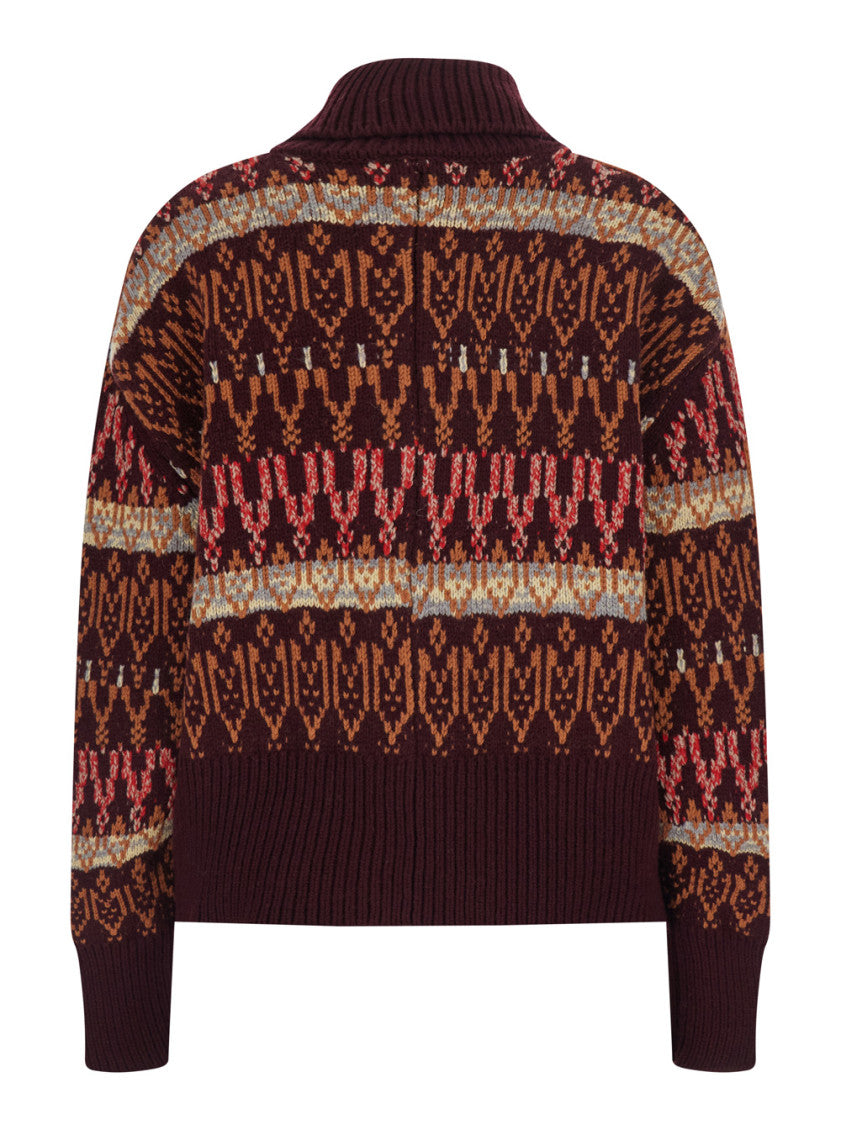 Multicolor Geometric Shirt Collar Sweater 2