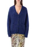 Dark Blue Knitted V Neck Sweater 1
