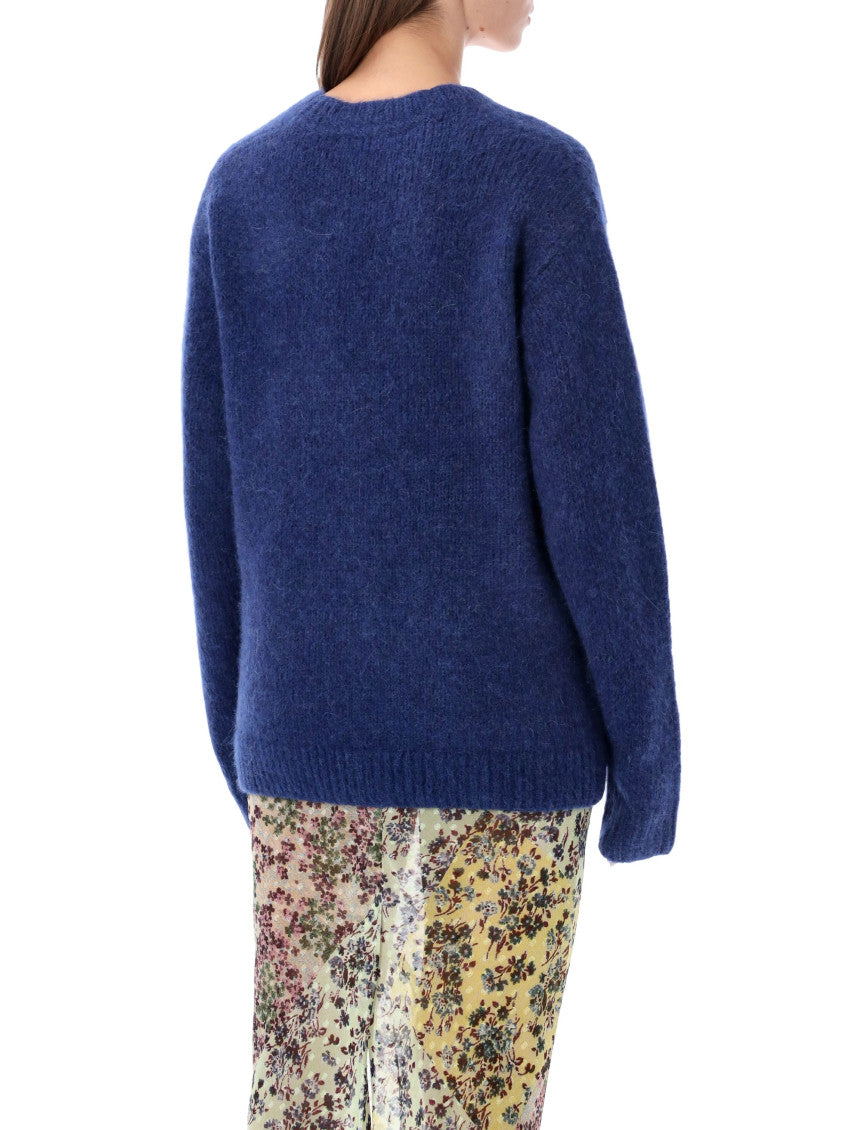 Dark Blue Knitted V Neck Sweater 2