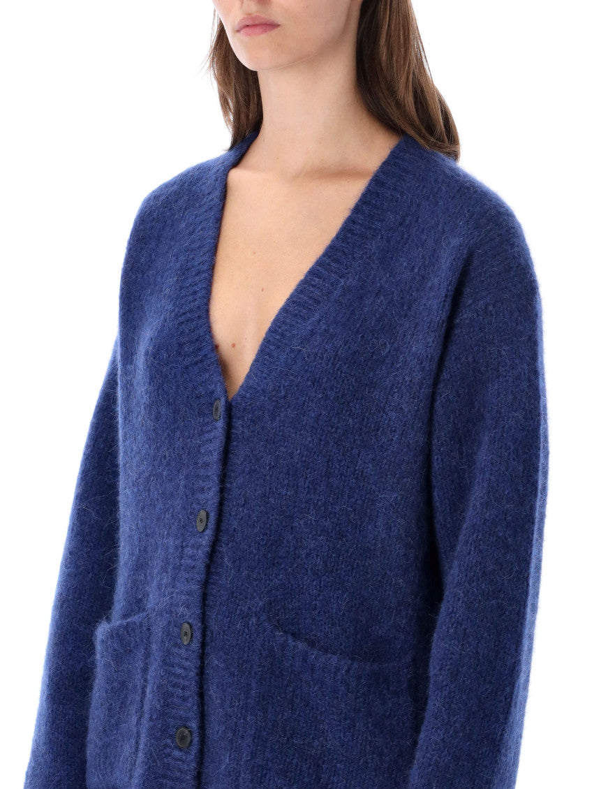 Dark Blue Knitted V Neck Sweater 3