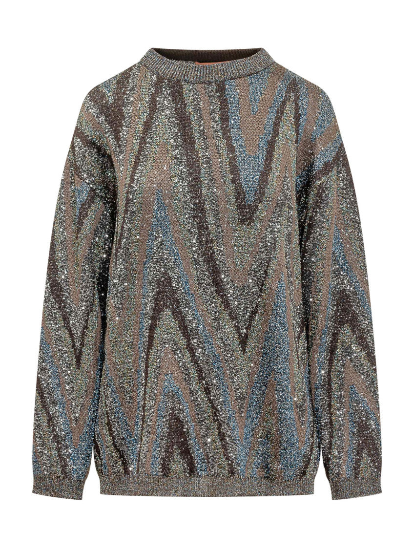 Multicolor Abstract Crew Neck Sweater 1