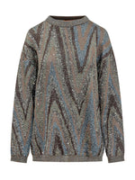Multicolor Abstract Crew Neck Sweater 1