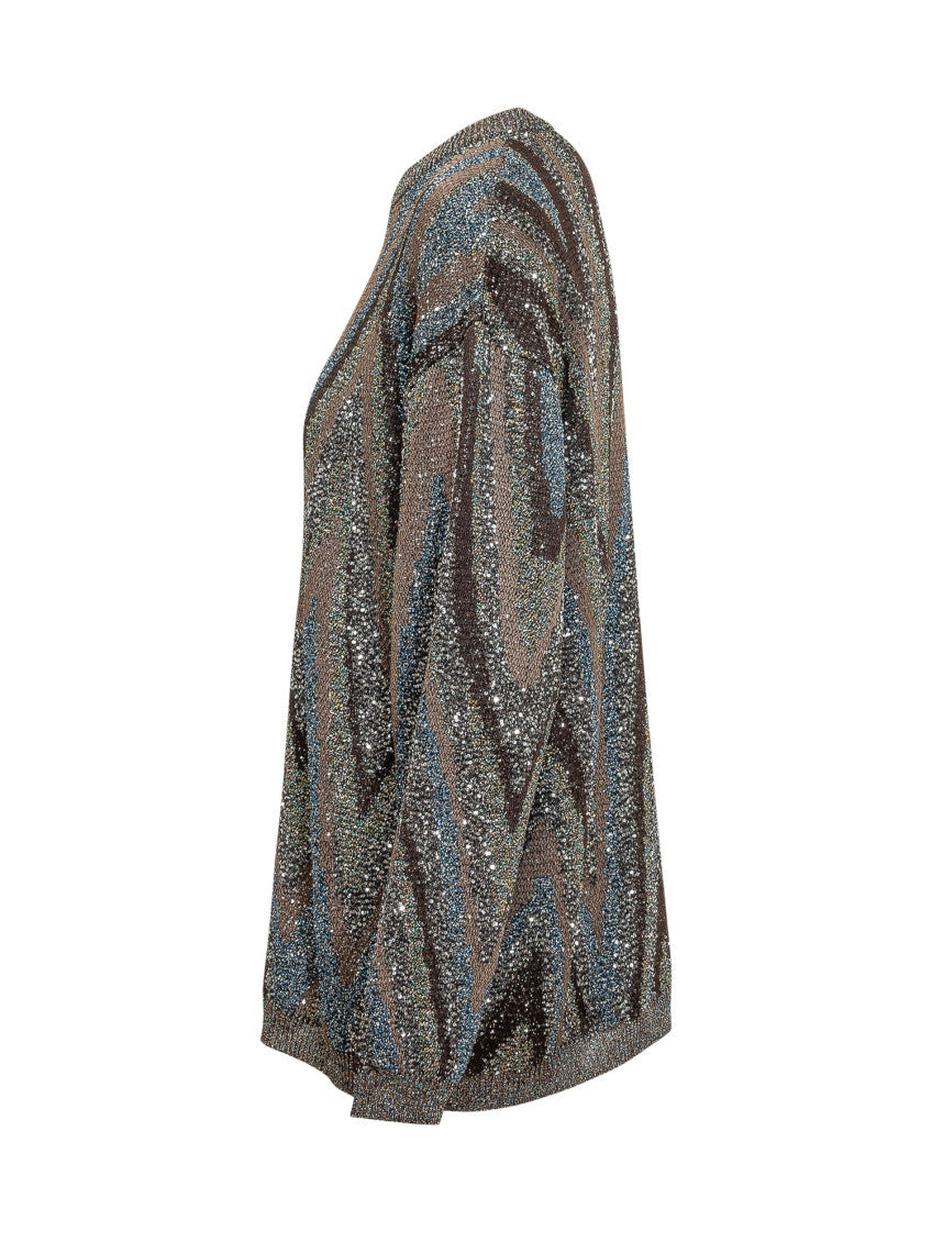 Multicolor Abstract Crew Neck Sweater 3