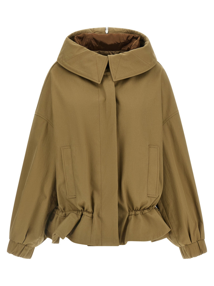 Beige Solid Shirt Collar Jacket 1