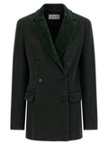 Green Solid Notched Lapel Blazer 1