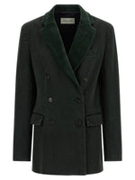 Green Solid Notched Lapel Blazer 1