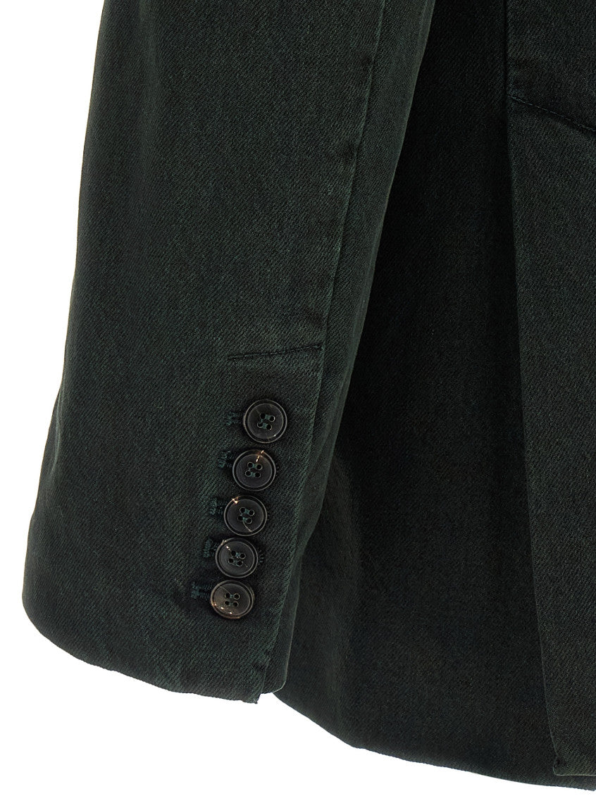 Green Solid Notched Lapel Blazer 4