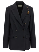 Blue Embellished Peaked Lapel Blazer 1