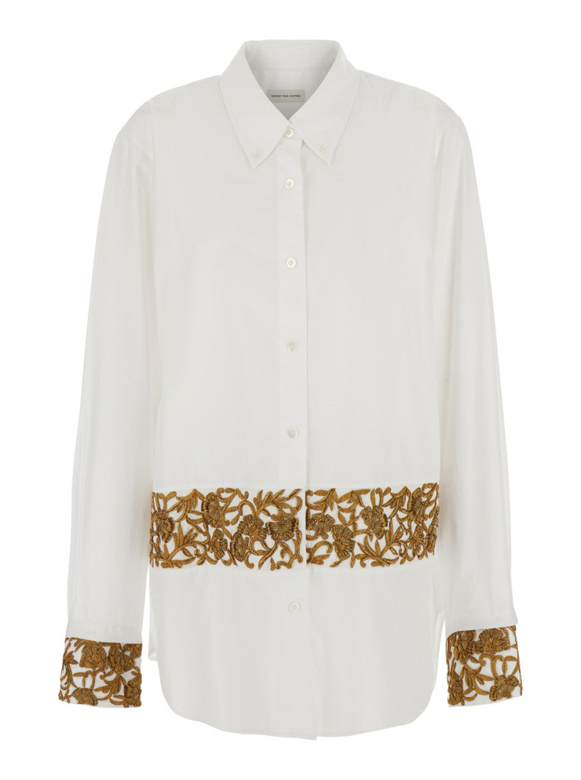 White Regular Embroidered Shirt 1