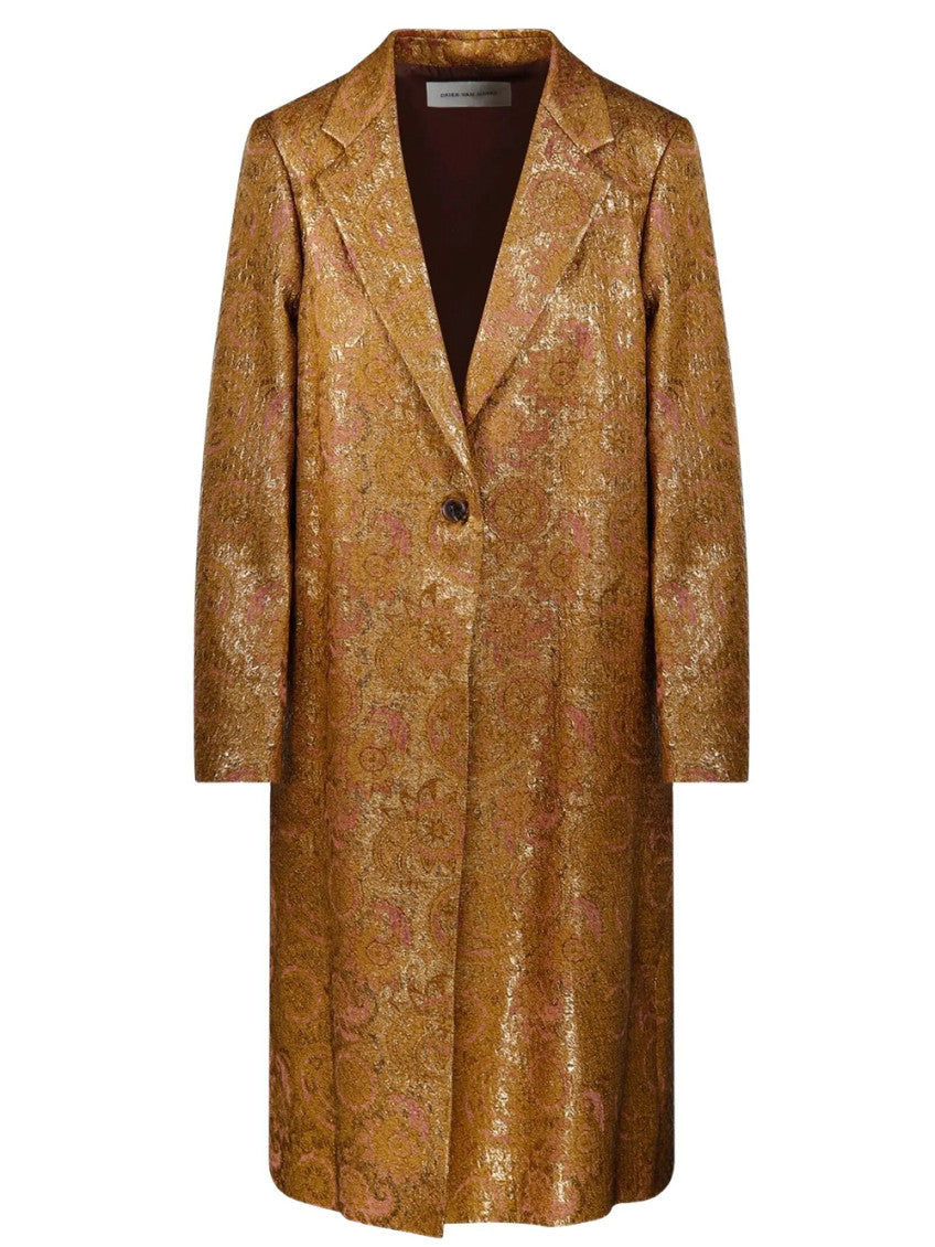 Gold Notched Lapel Trench Coat 1