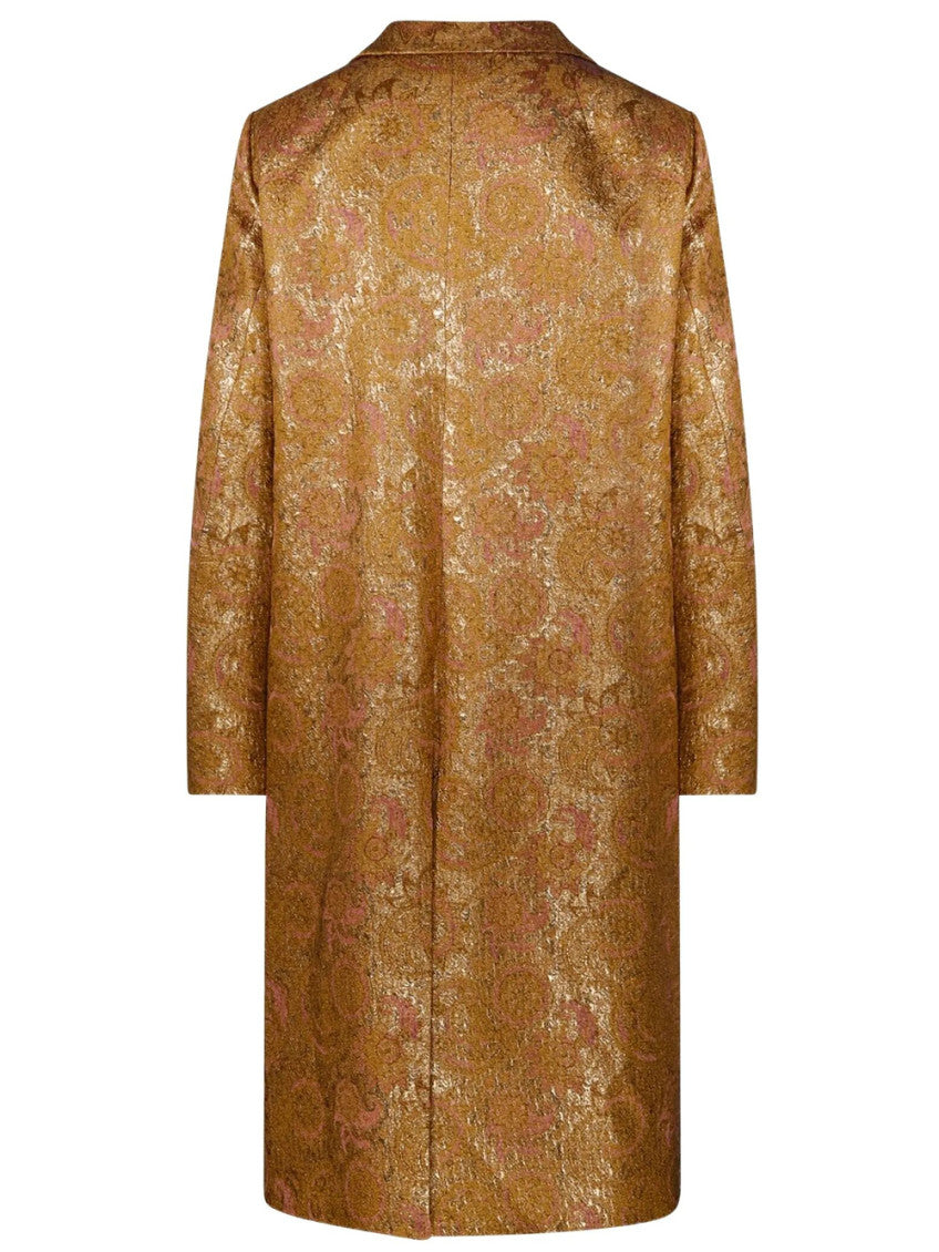 Gold Notched Lapel Trench Coat 2
