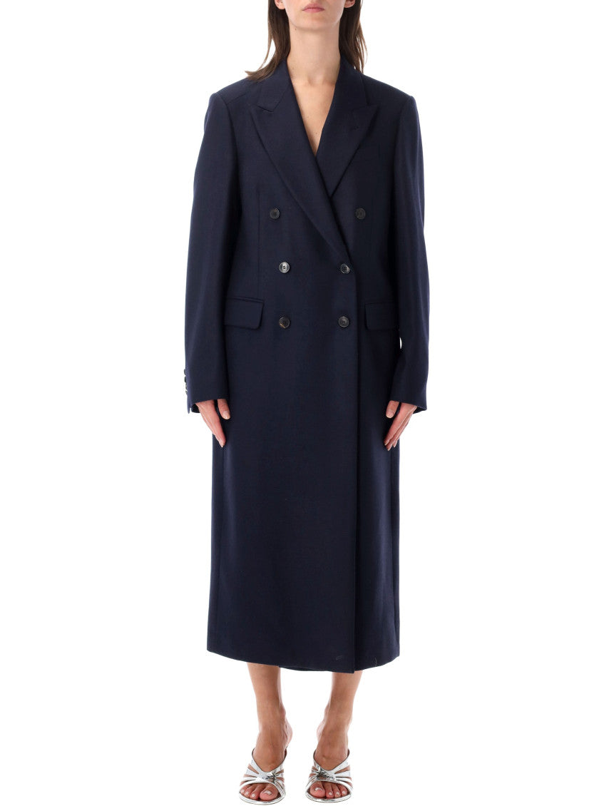Blue Peaked lapel Trench Coat 1