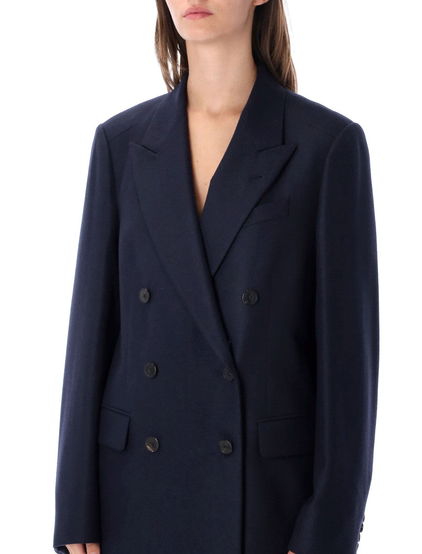 Blue Peaked lapel Trench Coat 3