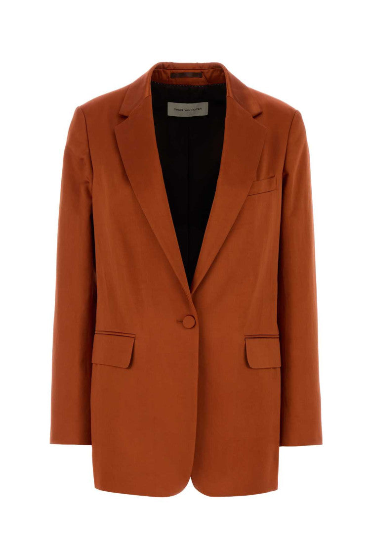 Rust Solid Notched Lapel Blazer 1