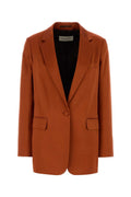 Rust Solid Notched Lapel Blazer 1