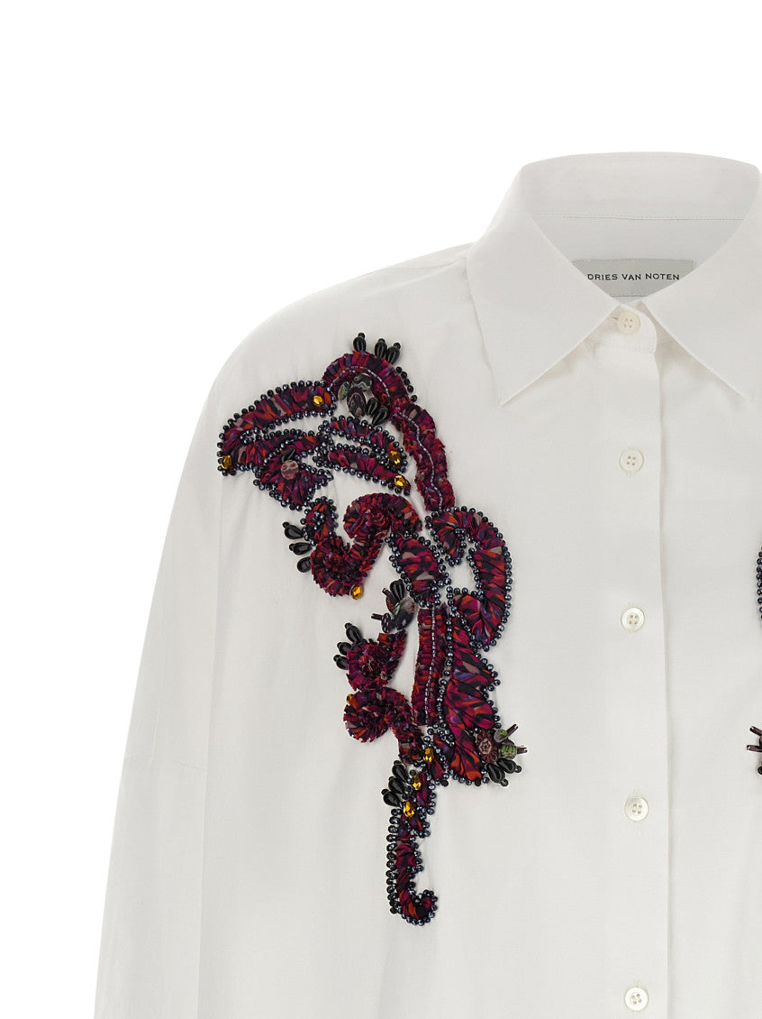 White Oversized Embellished Shirt 3