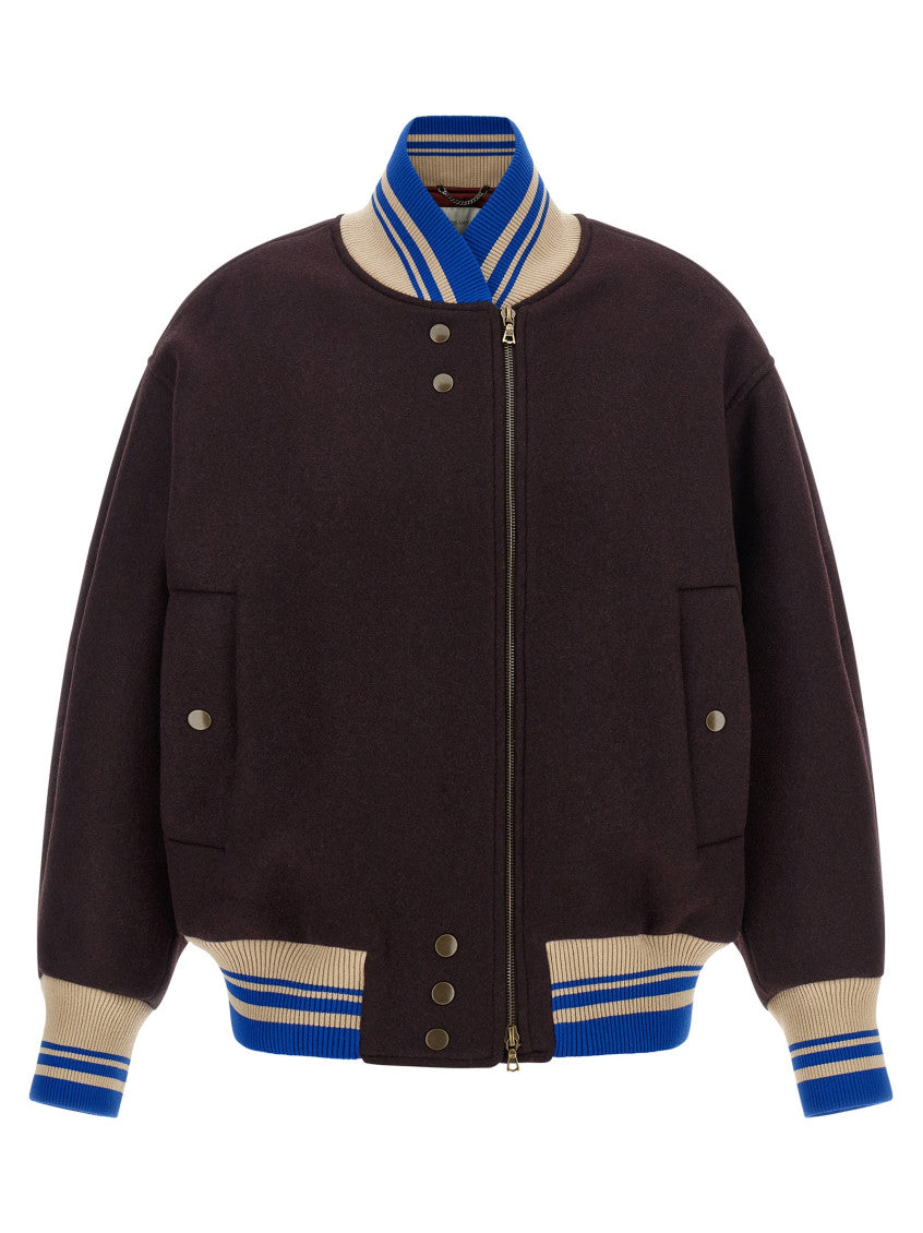 Brown Mandarin Collar Jacket 1
