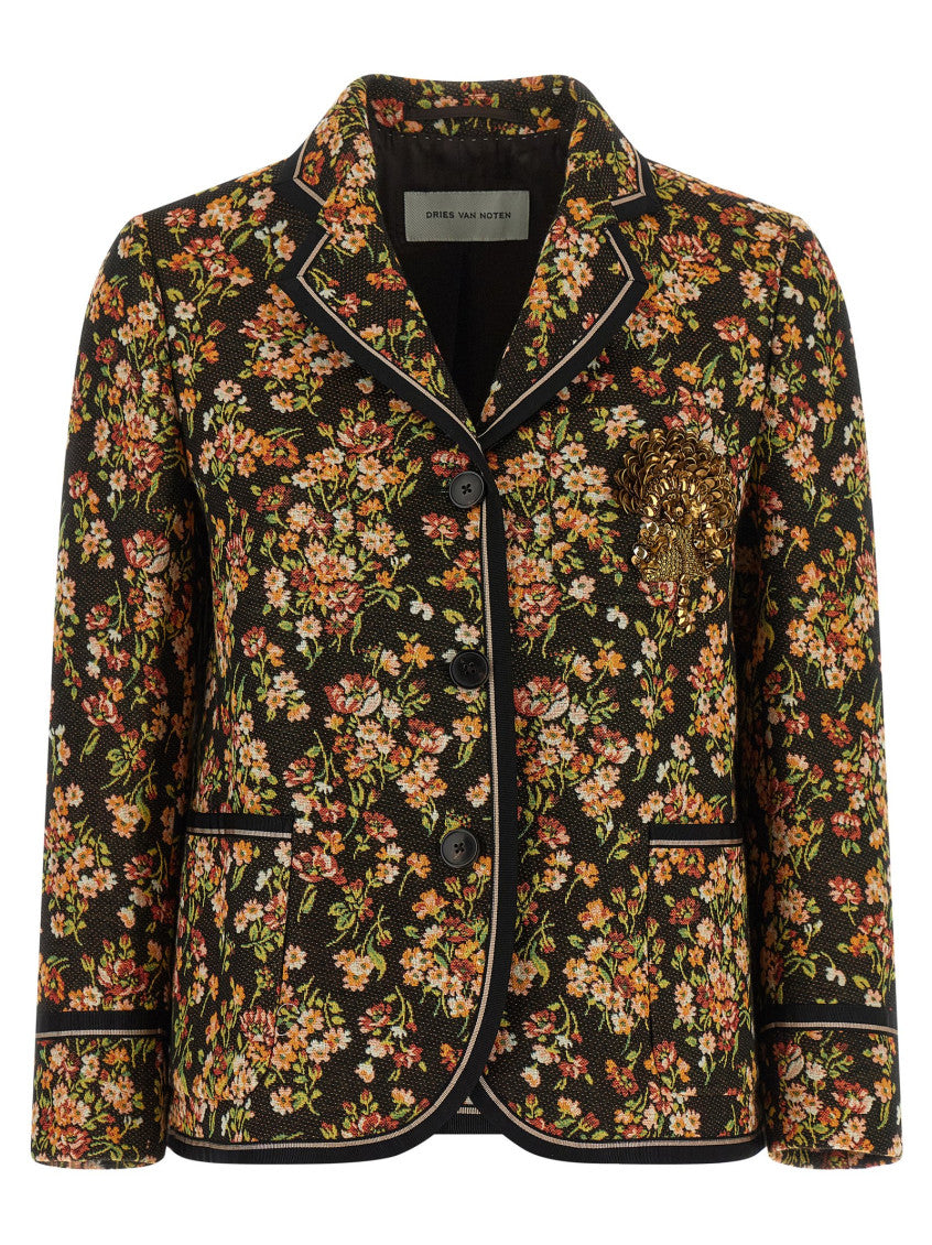 Multicolor Floral Notched Lapel Blazer 1