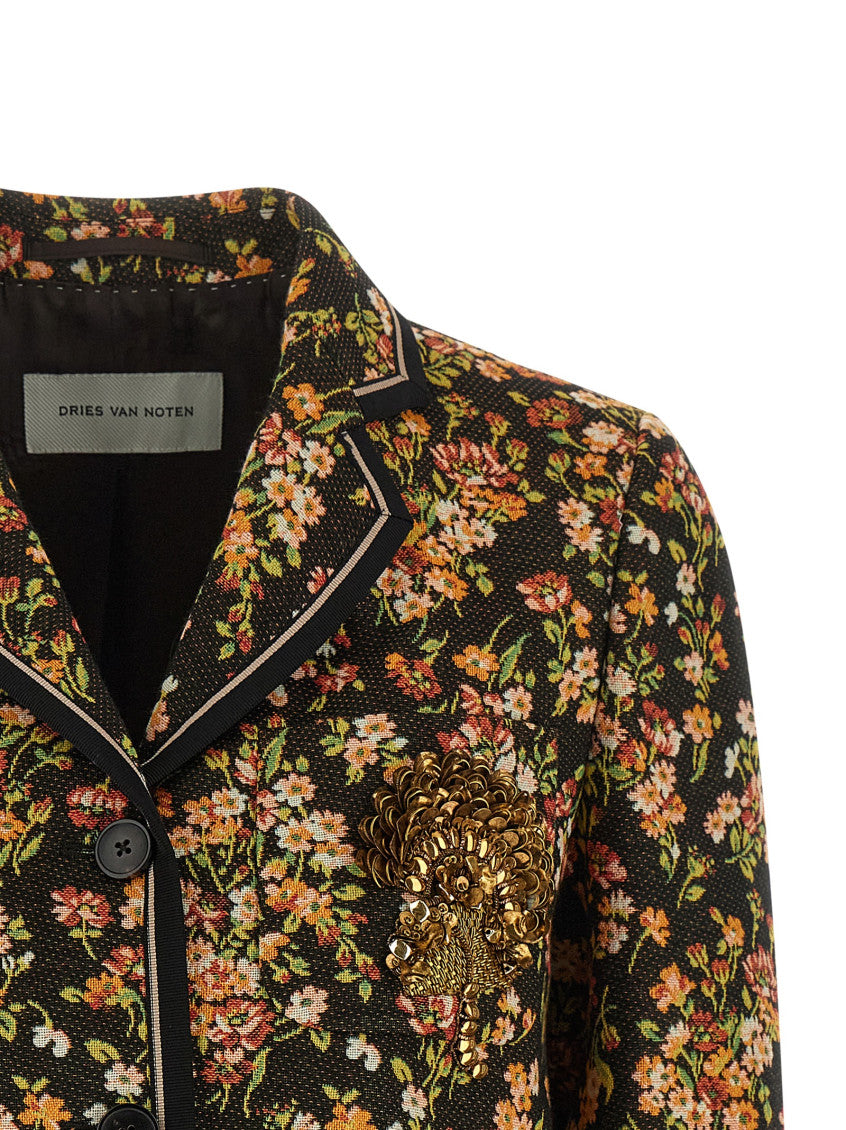 Multicolor Floral Notched Lapel Blazer 3