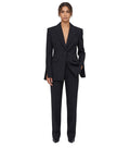 Black Solid Peaked Lapel Blazer 1