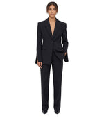 Black Solid Peaked Lapel Blazer 1