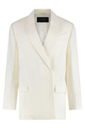 White Solid Notched Lapel Blazer 1