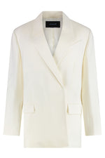 White Solid Notched Lapel Blazer 1