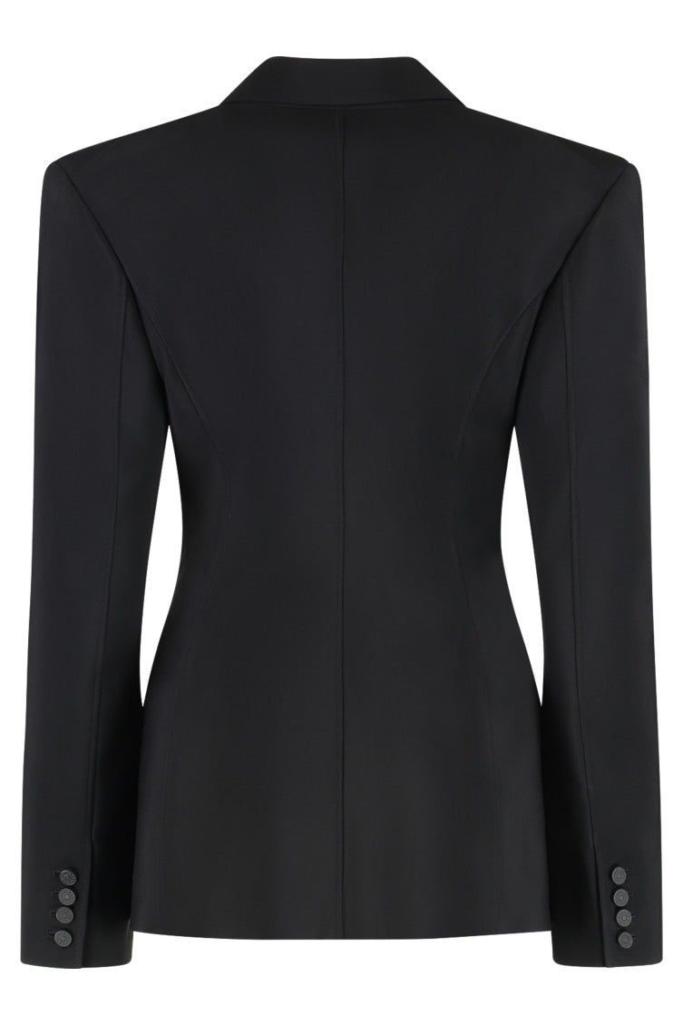 Black Solid Notched Lapel Blazer 2