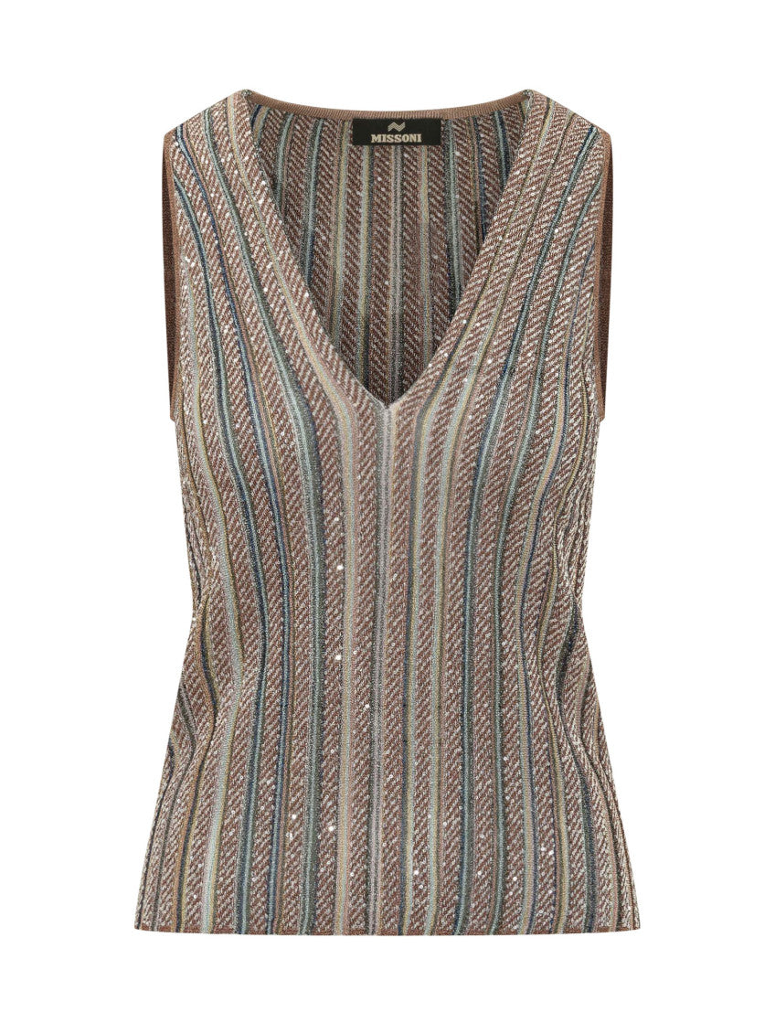 Multicolor Striped V Neck Top 1