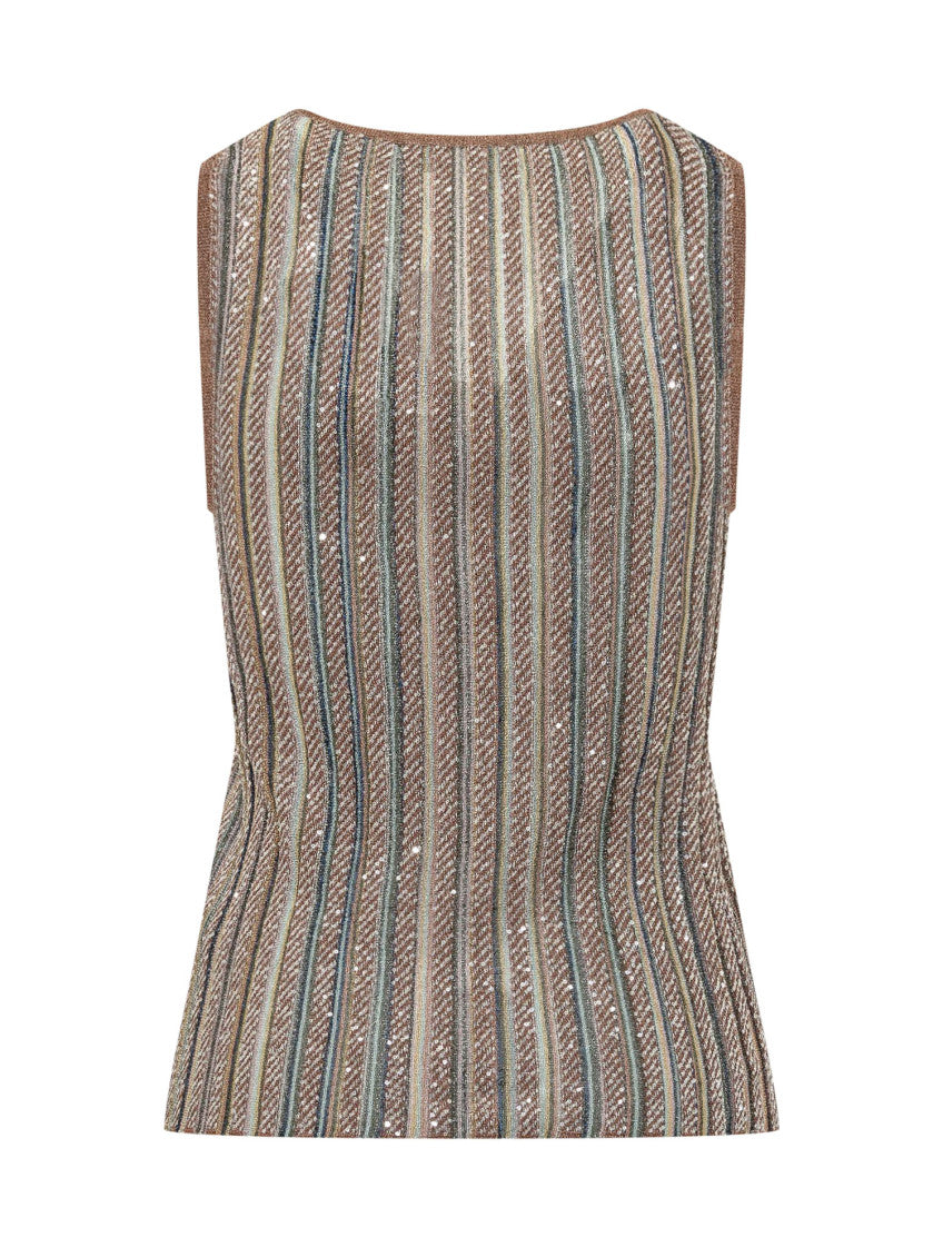 Multicolor Striped V Neck Top 2