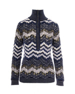 Blue Chevron Mock Collar Sweater 1