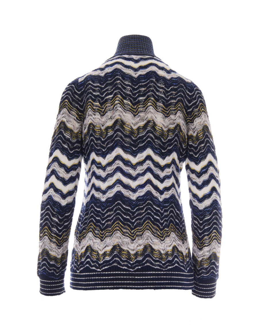 Blue Chevron Mock Collar Sweater 2