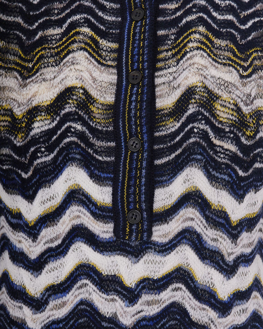 Blue Chevron Mock Collar Sweater 3