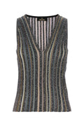 Multi Color Stripes V Neck Top 1