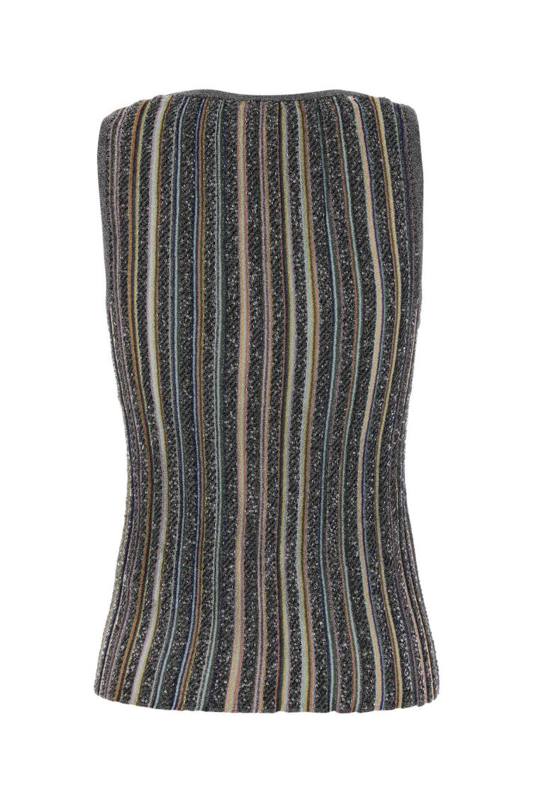 Multi Color Stripes V Neck Top 2