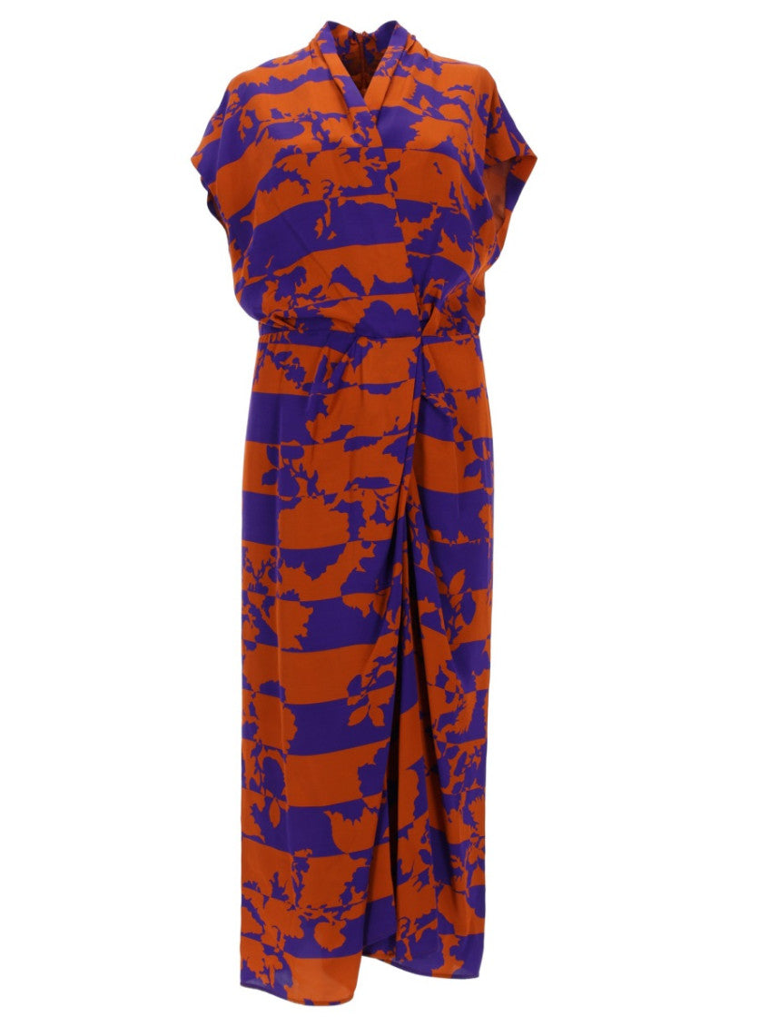 Multicolor Abstract Band Collar Midi Dress 1
