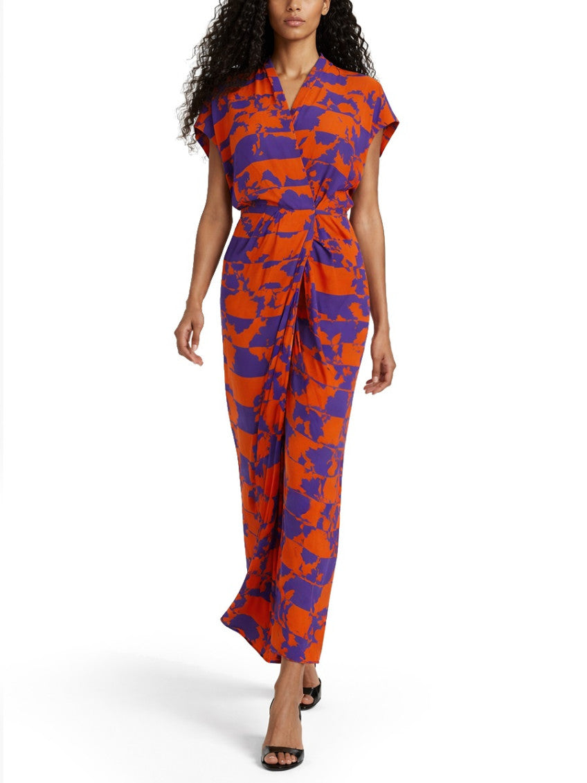 Multicolor Abstract Band Collar Midi Dress 2